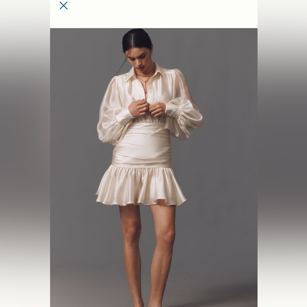 Bardot Milani Drop-Waist Organza
Mini Shirt Dress